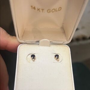 14 KT Gold vintage  sapphire and small diamond Stud Earrings